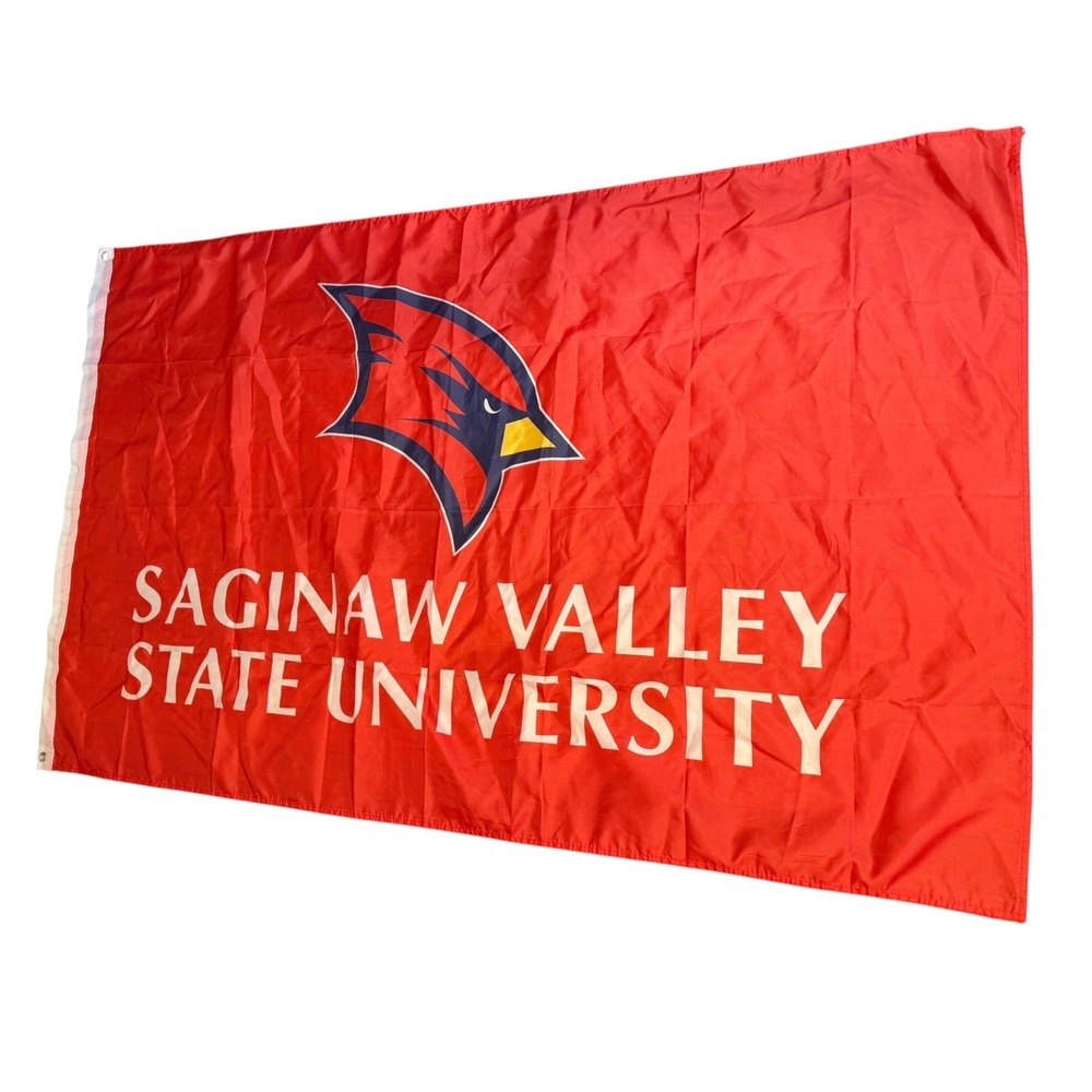 Vtg Saginaw Valley State University Cardinals Flag SVSU Red White 36"x56" banner
